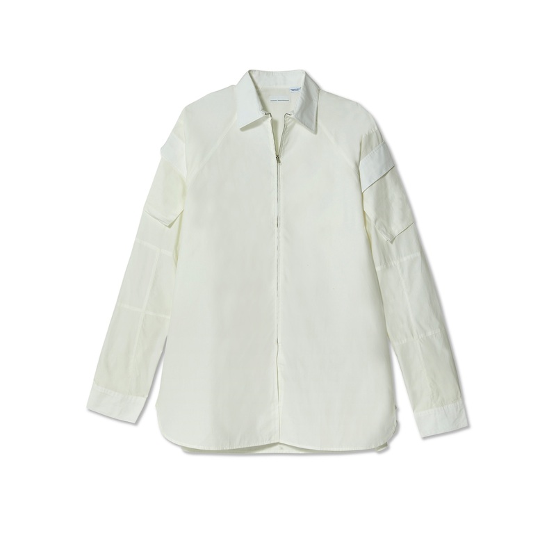 Random Identities – Men’s Zip Up Multi Pocket Shirt – (White)
